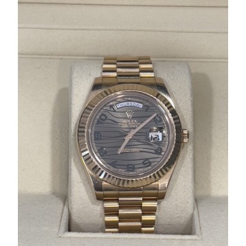 ROLEX DAY-DATE II ROSE GOLD CHOCOLATE WAVE DIAL